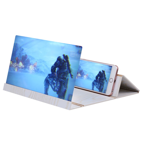 Staffa per lente d'ingrandimento per schermo video cellulare 3D da 12,0 pollici pieghevole universale in legno + vetro organico Ingrandisci con supporto per tutti gli smartphone, dimensioni: 260 * 190 * 8 mm