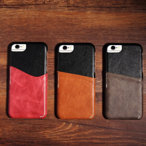 Per iPhone 6 e 6s Custodia con cover posteriore abbinata al colore in vera pelle di vacchetta con slot per schede
