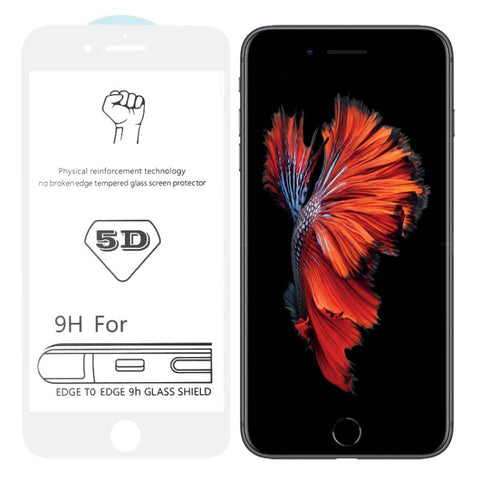 Pellicola in vetro temperato a schermo intero con colla bianca 9H 5D per iPhone 6 / 6s, For iPhone 6 / 6s (Bianco) (1 PC)