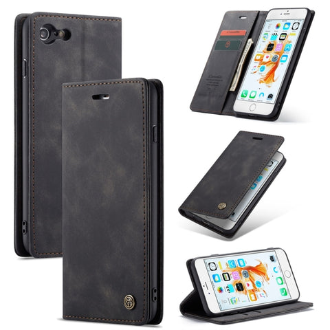 CaseMe-013 Custodia in pelle multifunzionale retrò satinata con chiusura orizzontale per iPhone 6 Plus / 6s Plus, con slot per carte, supporto e portafoglio, For iPhone 6 Plus / 6s Plus