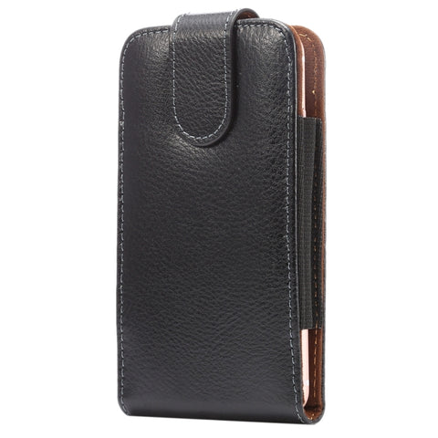 Custodia/marsupio in vera pelle da 5,7 pollici con texture litchi verticale con chiusura verticale con stecca posteriore girevole per iPhone 7 e 6s Plus e 6 Plus, Galaxy Note 5 e Note 4 e S6 Edge+ e A9 e A8, ecc.
