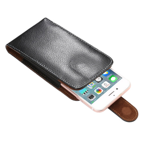 Custodia/marsupio in vera pelle da 5,7 pollici con texture litchi verticale con chiusura verticale con stecca posteriore girevole per iPhone 7 e 6s Plus e 6 Plus, Galaxy Note 5 e Note 4 e S6 Edge+ e A9 e A8, ecc.