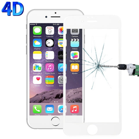 Per iPhone 6 Plus e 6s Plus 0,26 mm 9H Durezza superficiale 4D Curverd Arc Pellicola a schermo intero in vetro temperato serigrafato HD antideflagrante