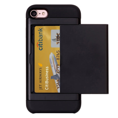 Per iPhone 8 e 7 Custodia combinata TPU + PC stile slide con slot per schede