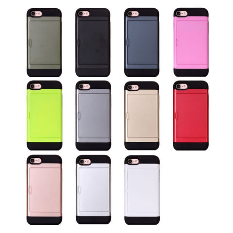 Per iPhone 8 e 7 Custodia combinata TPU + PC stile slide con slot per schede