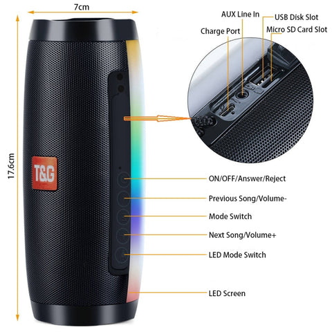T&amp;G TG157 Bluetooth 4.2 Mini haut-parleur Bluetooth portable sans fil avec lumière colorée mélodie