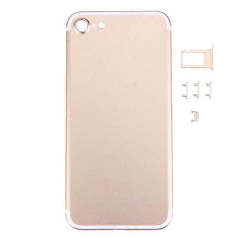 5 en 1 pour iPhone 7 (couverture postérieure + vassoio scheda + tasto controllo volume + pulsante accensione + tasto vibrazione interruttore muet) Coque alloggiamento completo, Pour iPhone 7, Pour iPhone 7 avec touches latérales