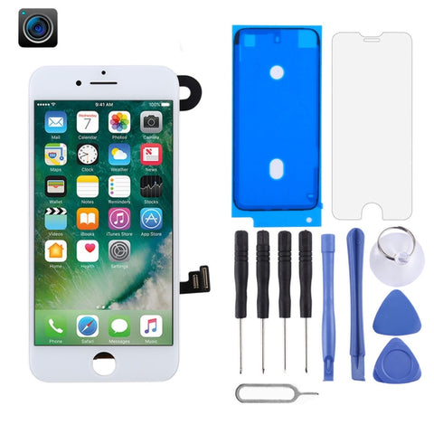 L'assemblaggio completo dello schermo LCD e del digitalizzatore include la fotocamera frontale per iPhone 7, i7 White with Camera, i7 Black with Camera
