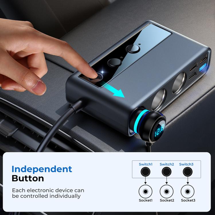 JOYROOM JR-CL06 9-in-1 210W Car Charger with Digital Display