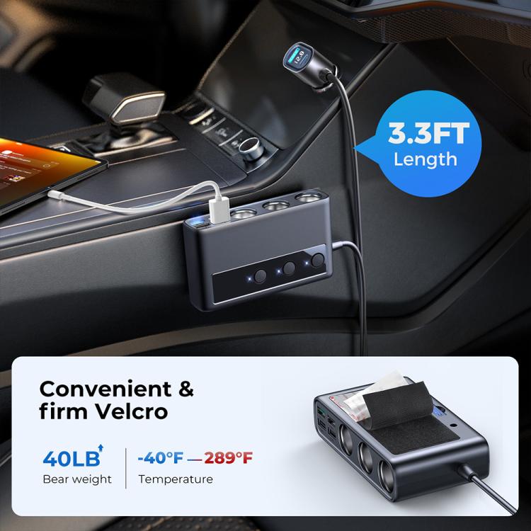 JOYROOM JR-CL06 9-in-1 210W Car Charger with Digital Display