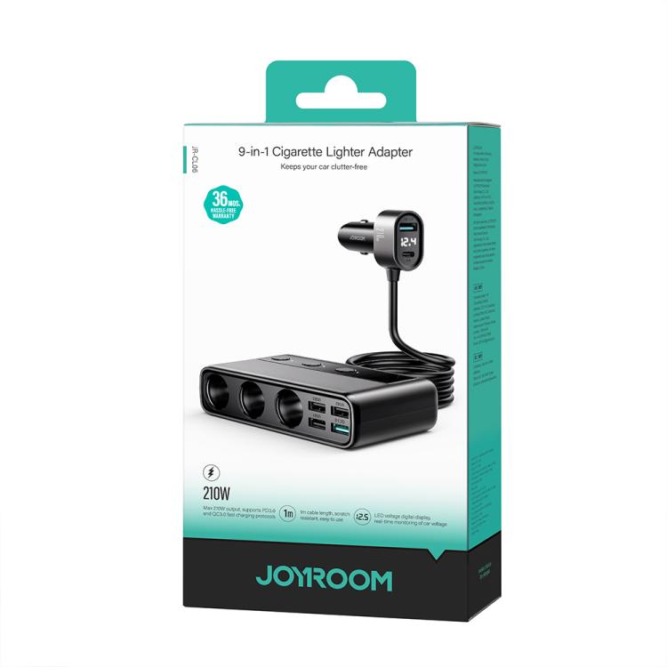 JOYROOM JR-CL06 9-in-1 210W Car Charger with Digital Display