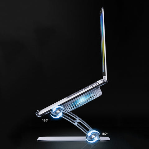 Staffa per laptop in lega di alluminio per ventola da tavolo a doppio scopo R-JUST HZ22 con luce, HZ22 (Tarnish), HZ22 (Silver)
