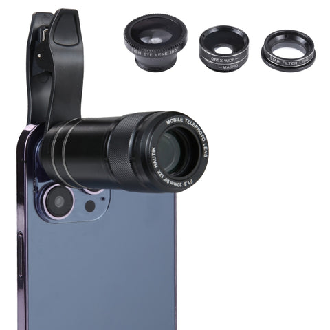 HAUTIK HK-002 Obiettivo Fisheye 5 in 1 da 180 gradi + Obiettivo macro e grandangolare 0,65X + Teleobiettivo 12X + Kit obiettivi Star Line, HK-002