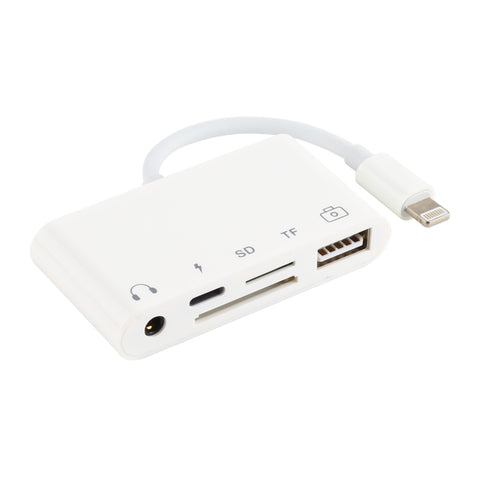 HUB USB 5 en 1 à 8 broches et USB-C/Type-C et écouteurs de 3,5 mm et lecteur de cartes SD et TF
