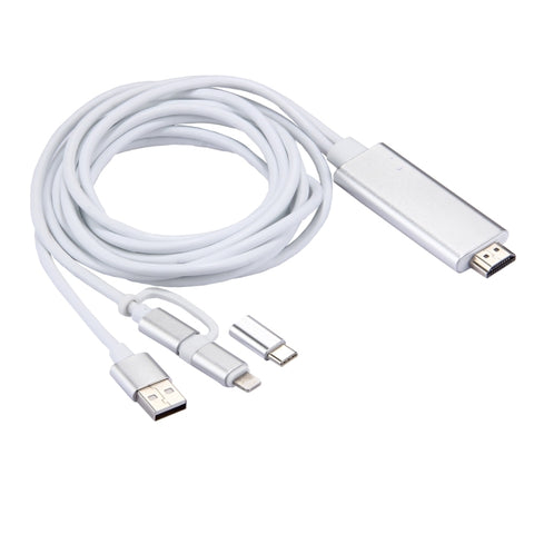 Cavo adattatore HDTV micro USB 3 in 1 e 8 pin e da tipo C a HDMI HD 1080P