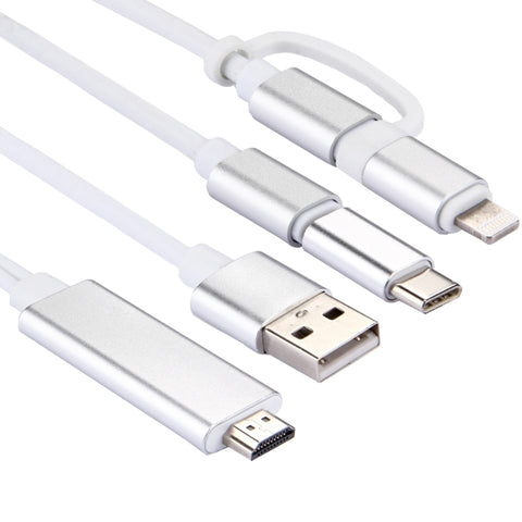 Cavo adattatore HDTV micro USB 3 in 1 e 8 pin e da tipo C a HDMI HD 1080P