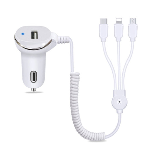 WK WP-C24 3.1A Esplora il cavo dati 3 in 1 Free Edition a 8 pin / Micro USB / USB-C / Type-C + caricatore per auto USB, WP-C24