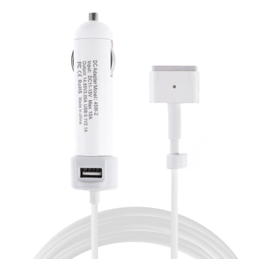 caricabatteria-da-auto-con-interfaccia-usb-45w-2-51-v-21-a-con-cavo-dati-interfaccia-magsafe-2-da-1485-v-305-a-t-14-85v-3-05a-t-magsafe-2 - immagine 1