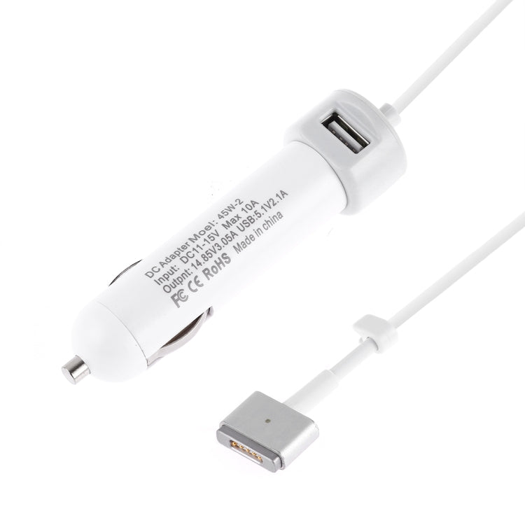 caricabatteria-da-auto-con-interfaccia-usb-45w-2-51-v-21-a-con-cavo-dati-interfaccia-magsafe-2-da-1485-v-305-a-t-14-85v-3-05a-t-magsafe-2 - immagine 2