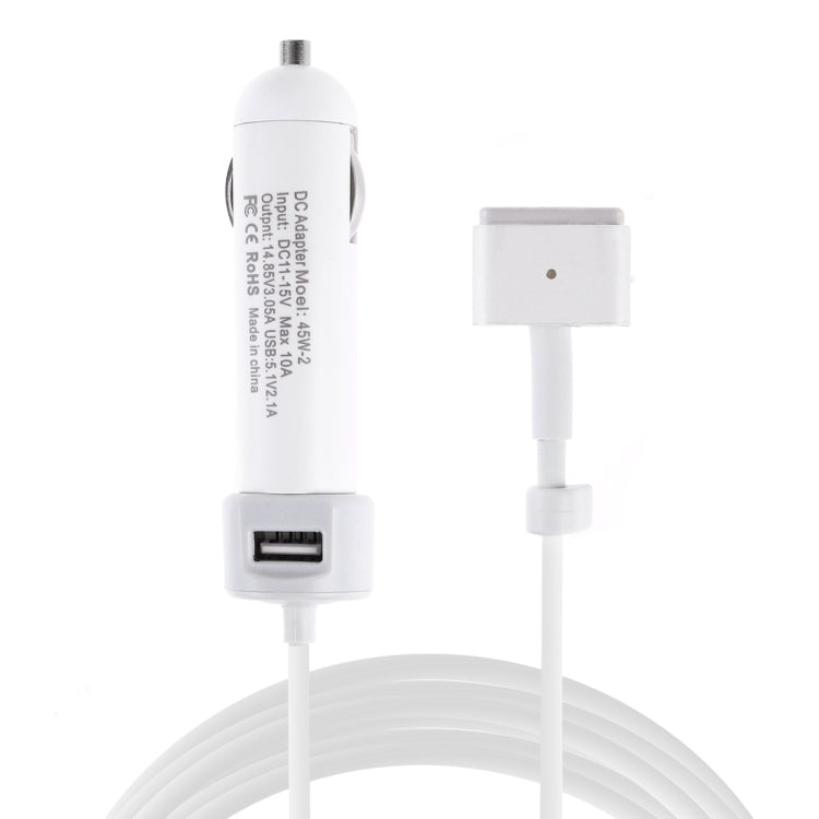 caricabatteria-da-auto-con-interfaccia-usb-45w-2-51-v-21-a-con-cavo-dati-interfaccia-magsafe-2-da-1485-v-305-a-t-14-85v-3-05a-t-magsafe-2 - immagine 3