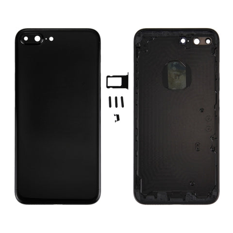 6 in 1 per iPhone 7 Plus (cover posteriore + vassoio scheda + tasto controllo volume + pulsante accensione + tasto vibrazione interruttore mute + insegna) Cover alloggiamento completo (Jet Black), For iPhone 7 Plus Jet Black - Novalix Store