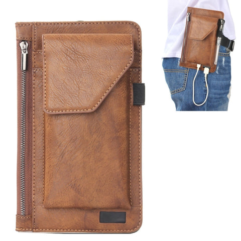 Custodia in pelle PU universale multifunzione retrò Crazy Horse Texture cerniera verticale Flip / marsupio per iPhone 8 Plus e 7 Plus e iPhone 7 e iPhone 6 Plus e Galaxy A3 (2017)