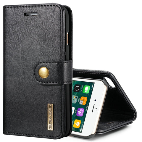 DG.MING per iPhone 8 e 7 Custodia protettiva magnetica rimovibile con texture Crazy Horse orizzontale con supporto, slot per carte e portafoglio, iPhone 8 & 7