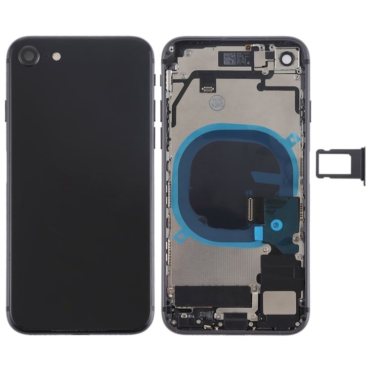 Battery Back Cover Assembly with Side Keys & Vibrator & Speaker Ringer Buzzer & Power Button + Volume Button Flex Cable & Card Tray for iPhone 8        ...