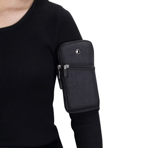 Borsa da braccio sportiva sottile universale multifunzionale Borsa da polso per telefono con foro per auricolari per smartphone da 6,5 pollici o inferiori, dimensione del braccio: 22-38 cm