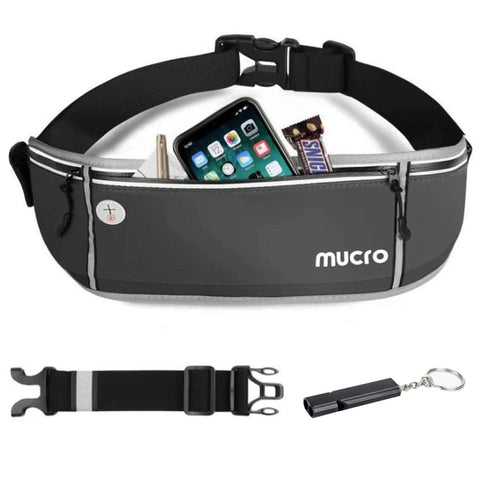 Mucro Marsupio da corsa Marsupio sportivo con cintura di grande capacità Marsupio con fischietto di sopravvivenza ed estensione regolabile per iPhone 12/12 Pro, iPhone XS Max e telefoni da 6,5 pollici