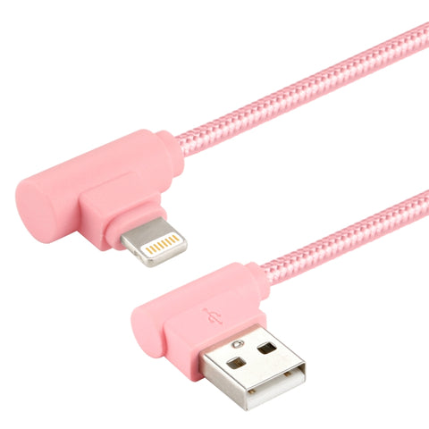 Cavo di ricarica a doppio gomito da USB a 8 pin in stile nylon intrecciato da 25 cm, 25cm 8 Pin