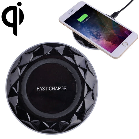 Caricabatterie wireless a ricarica rapida standard Diamond Qi con ingresso DC5V, lunghezza cavo: 1 m, DC5V, DC5V Black