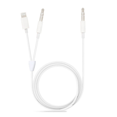 MH030 Cavo audio AUX 2 en 1 de 1 m 8 broches maschio et maschio de 3,5 mm à maschio de 3,5 mm pour iPhone, iPad, Samsung, Huawei, Xiaomi, HTC, MH030