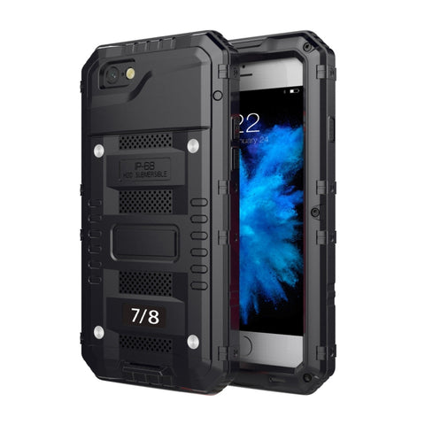 Custodia in lega di zinco antiurto antipolvere impermeabile + custodia in silicone per iPhone 8 e 7, iPhone 8 Plus & 7, iPhone 8 & 7