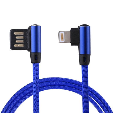 Cavo di ricarica per sincronizzazione dati in stile tessuto in nylon con design a doppio gomito da USB a 8 pin da 1 m 2,4 A, 8 Pin Dark Blue, 8 Pin Blue, 8 Pin Red, 8 Pin Coffee, 8 Pin Black