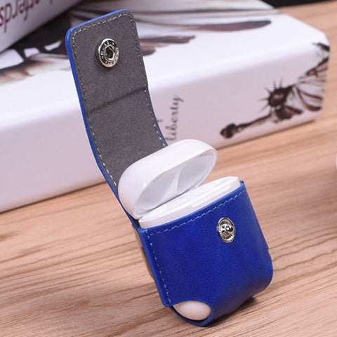 Custodia protettiva in pelle PU per auricolari Bluetooth wireless creativi Custodia anti-smarrimento con gancio per Apple AirPods 1/2 (gli auricolari non sono inclusi)