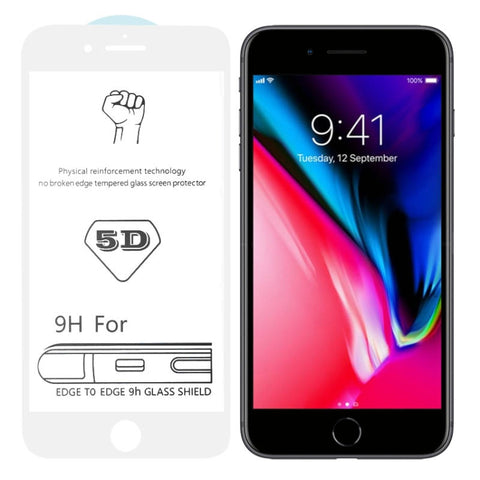 Per iPhone 8/7 9H 5D Pellicola in vetro temperato a schermo intero con colla intera bianca, For iPhone SE 2020 / 8 / 7 (White) (1 PC)
