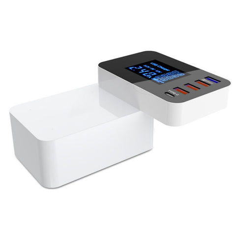 Chargeur USB 3.0 QC 40 W CDA33Q, 3 ports USB, 3 ports USB-C/Type-C, multifonction, avec écran LED, prise UK, prise UK