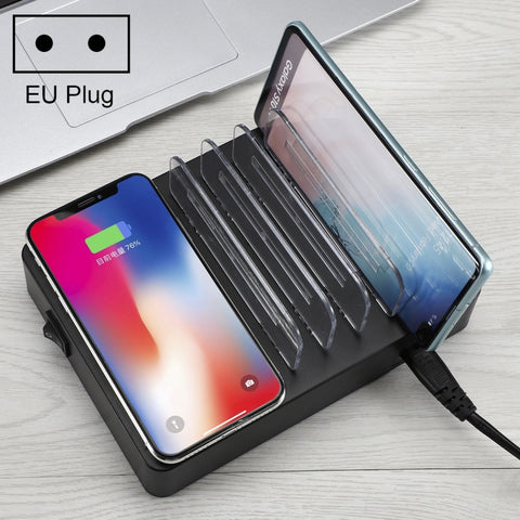 50 W 6 porte USB + 2 porte USB-C/Type-C + Caricabatterie multifunzione con ricarica wireless con display LED e cornice staccabile, presa EU, EU Plug - Novalix Store