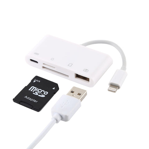 NK-108L Adaptateur pour lecteur de caméra à 8 broches vers USB + fiche TF + fiche SD, compatible avec les systèmes IOS 9.1 et versions successives, NK-108L