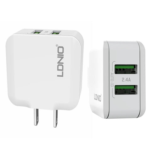 LDNIO A2201 Adaptateur de chargeur de téléphone portable avec prise jack directe USB 2,4 A avec prise de données à 8 broches, 8 broches