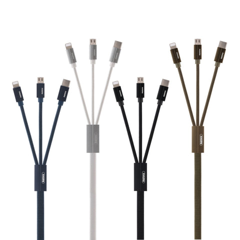 REMAX RC-094TH Câble de données USB rapide à 8 broches 3 en 1 à 1 m 2,4 A et USB-C/Type-C et Micro USB