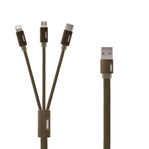REMAX RC-094TH Câble de données USB rapide à 8 broches 3 en 1 à 1 m 2,4 A et USB-C/Type-C et Micro USB