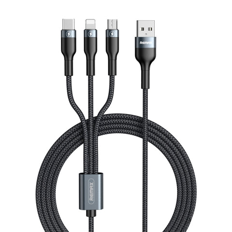 Câble de recharge USB-C/Type-C et micro USB 3 en 1 REMAX RC-070TH de 1,2 m² A