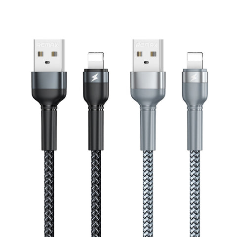 REMAX RC-124i Câble de données de vitesse rapide intégré dans la ligne d'aluminium USB à 8 broches de 1 m 2,4 A pour iPhone, iPad, 8 broches