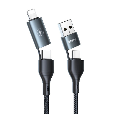 Câble de données USB vers USB-C / Type-Cx2 4 en 1 REMAX RC-011 de 1,2 m 2,4 A + 8 broches