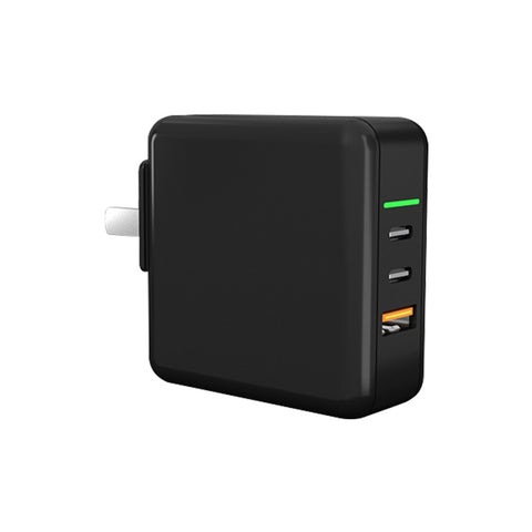 Porte USB de 65 W x 1 + Port Type-C x 2 GaN Mini batterie de voiture rapide portable Chargeur de voyage avec ensemble de présence UK, USA et UE