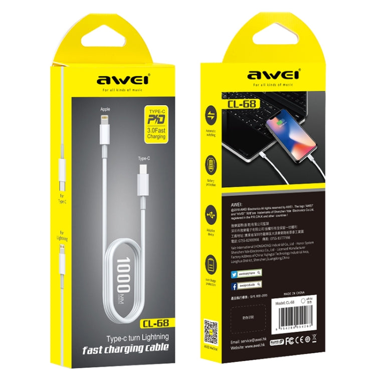 AWEI CL-68 3A Type-C to Lightning Fast Charging Cable 1m