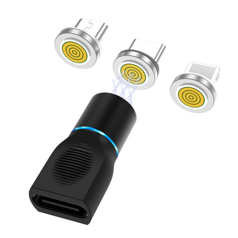 Testina di ricarica magnetica in lega di zinco 4 in 1 3A 8 pin e USB-C / Type-C e Micro USB + set di adattatori di ricarica magnetici USB-C / Type-C, USB-C / Type-C