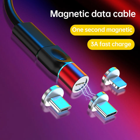 Testina di ricarica magnetica in lega di zinco 4 in 1 3A 8 pin e USB-C / Type-C e Micro USB + set di adattatori di ricarica magnetici USB-C / Type-C, USB-C / Type-C